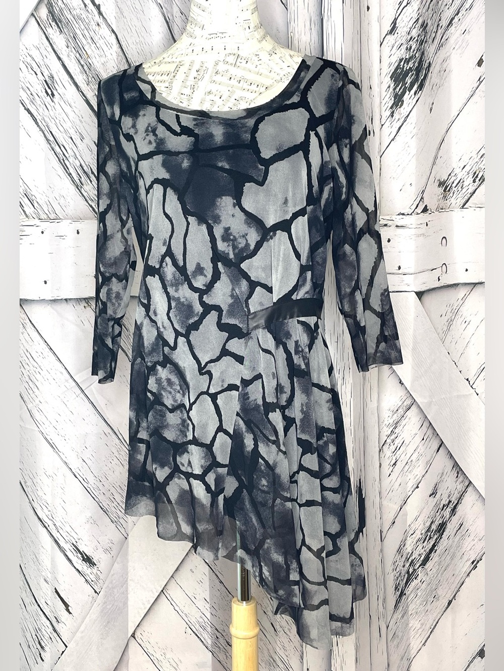 ELANA KATTAN MESH ASYMMETRICAL TUNIC TOP SZ XL